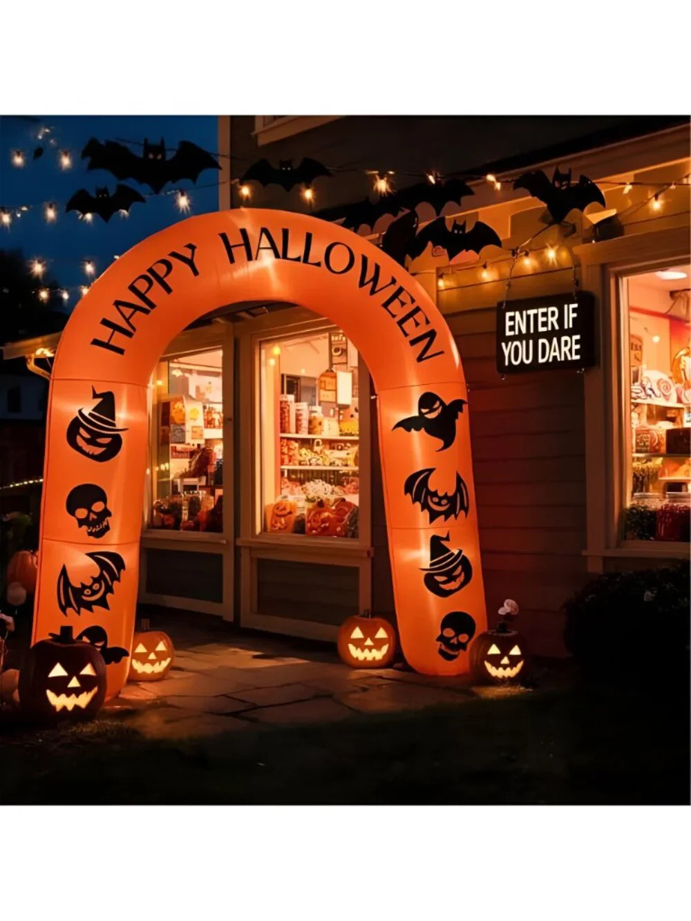 7.5FT Halloween Inflatable Archway with LED Lights, Happy Halloween Blow up